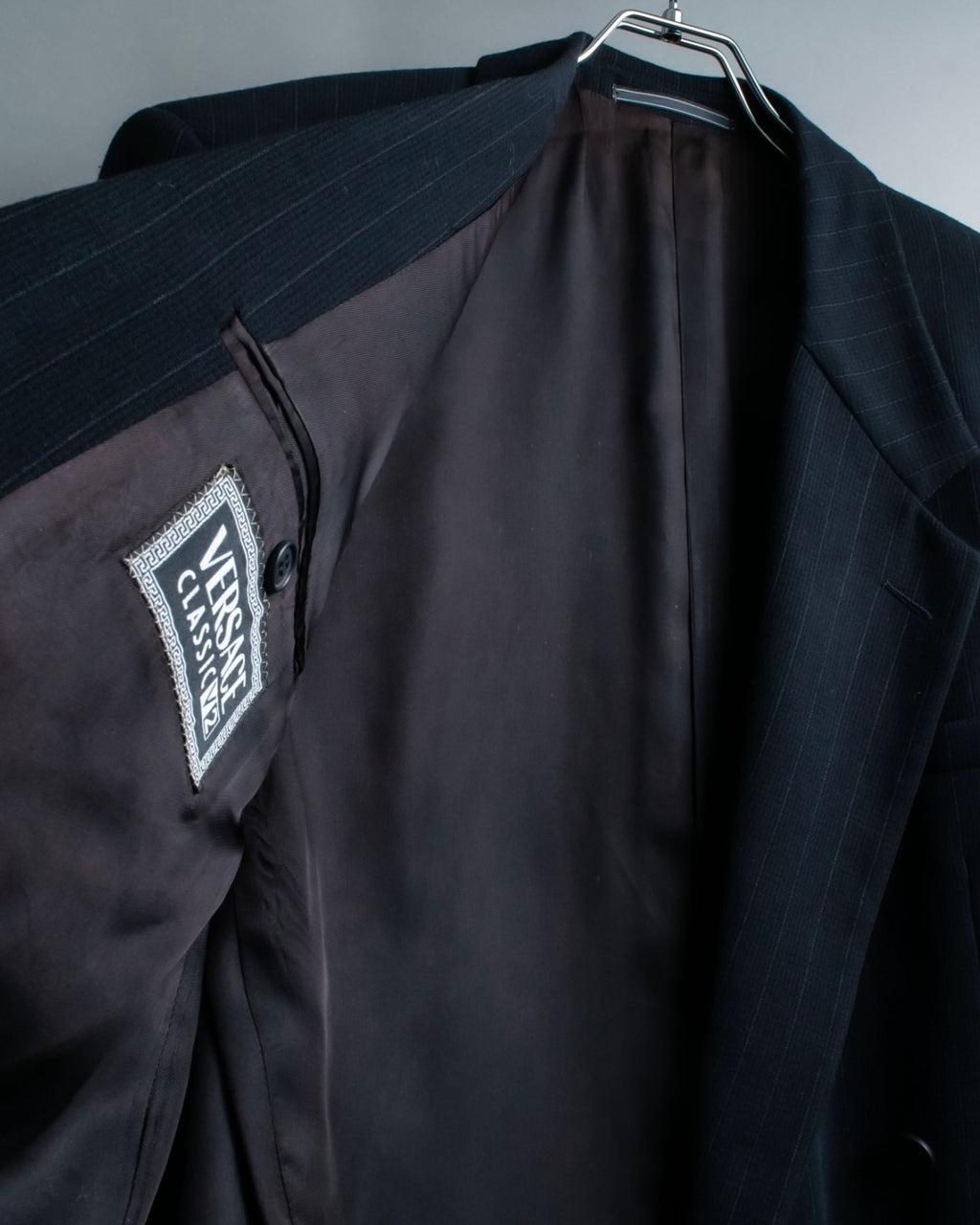 "VERSACE classic" power shoulder stripe tailored jacket setup