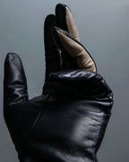 "Calvin Klein" Dead stock black &amp; off-white leather gloves
