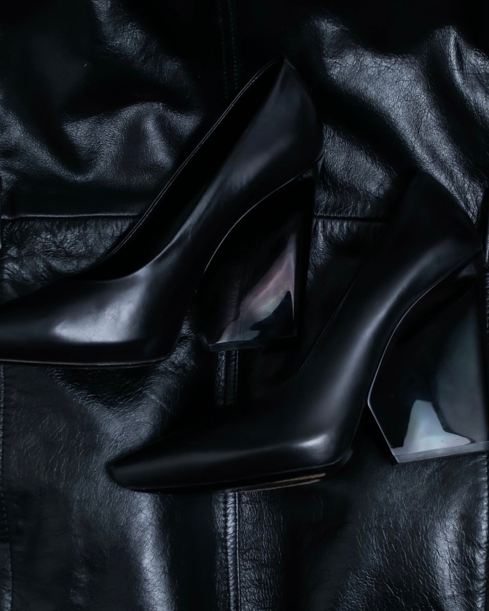 "CELINE" clear heel leather shoes