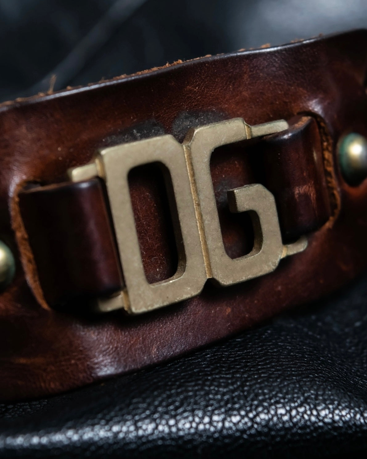D&G Dark Brown Leather Bangle