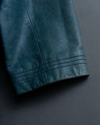 "COACH" light blue faded leather coat