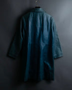 "COACH" light blue faded leather coat