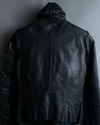 “Rick Owens” lamb leather classic biker jacket with high funnel