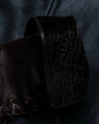 "PIUMELLI" Dead stock lace up long leather gloves