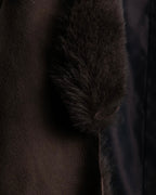 "Hiroko Koshino" fur x leather combination vest