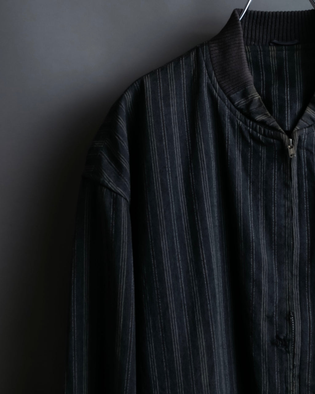 "Comme des Garcons Homme" distressed zip-up striped blouson