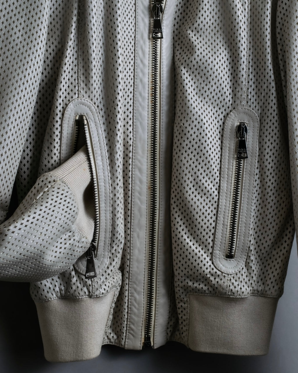 "Dolce & Gabbana" Leather mesh off-white blouson