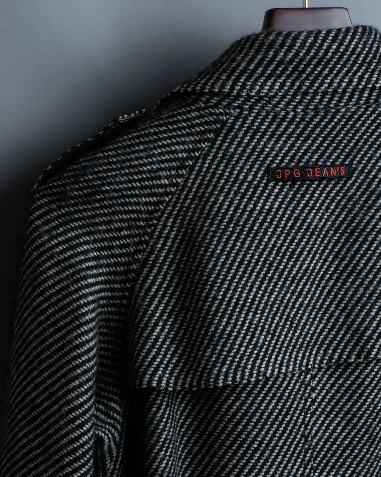 "Jean-Paul GAULTIER" bias striped wool napoleon coat