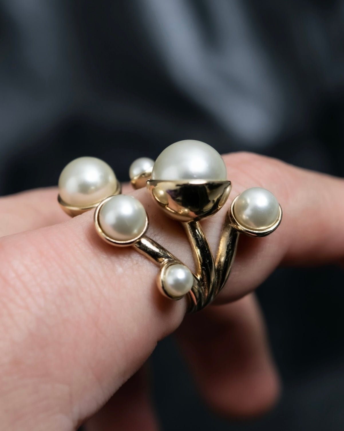 "Dior" pearl tree design ring