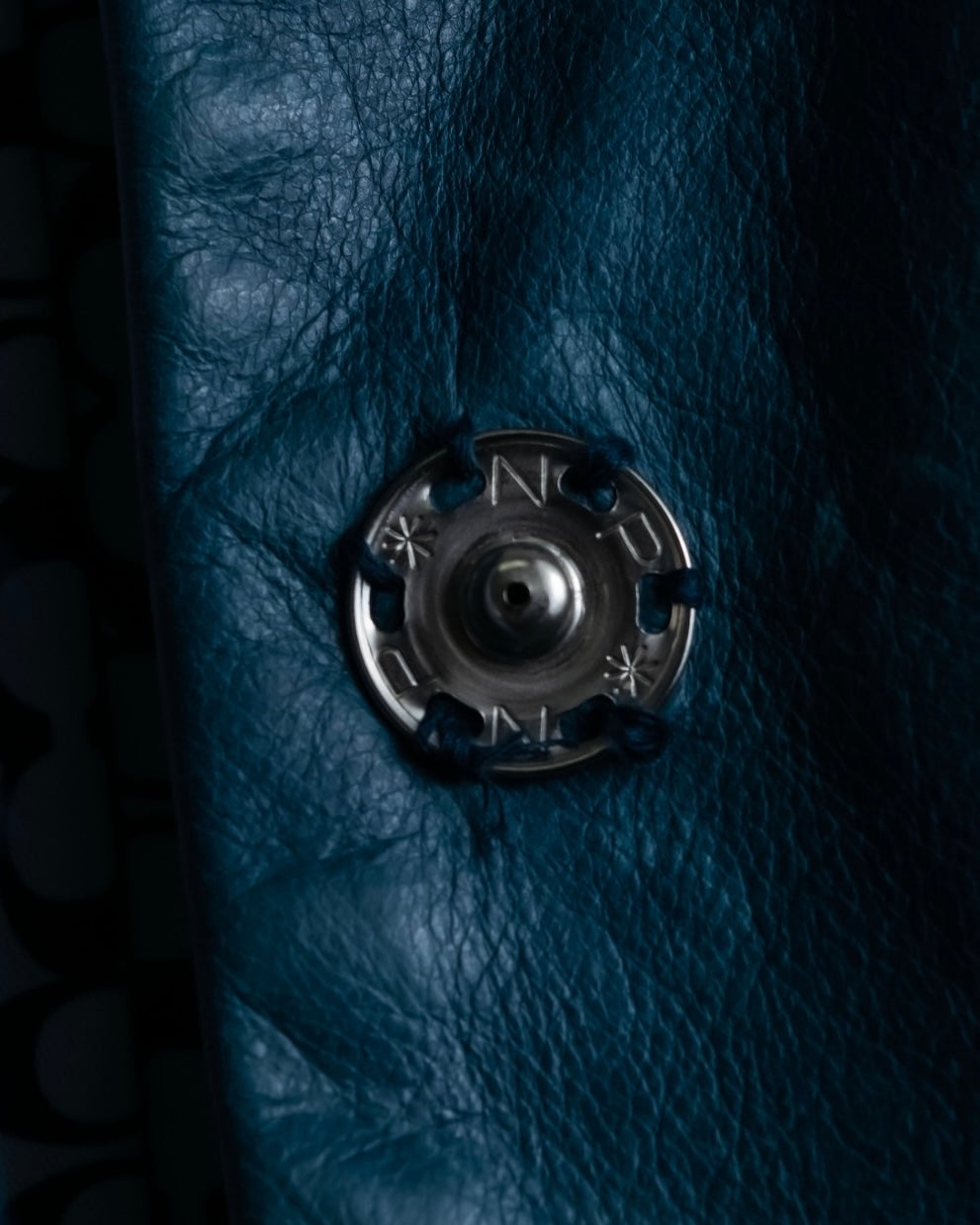 "COACH" light blue faded leather coat