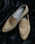 "GIORGIO ARMANI"Off-white crocodile leather loafers