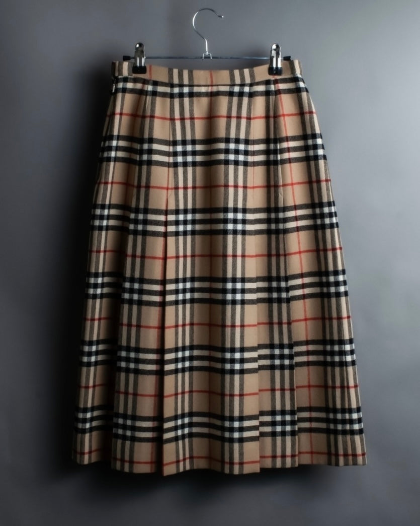 "Burberry's (70-80's)" Nova check side zip pleated skirt