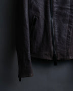 "EMPORIO ARMANI" grained lamb leather double zip jacket