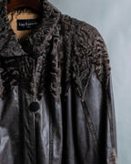 "Guy laroche" vintage real fur leather coat
