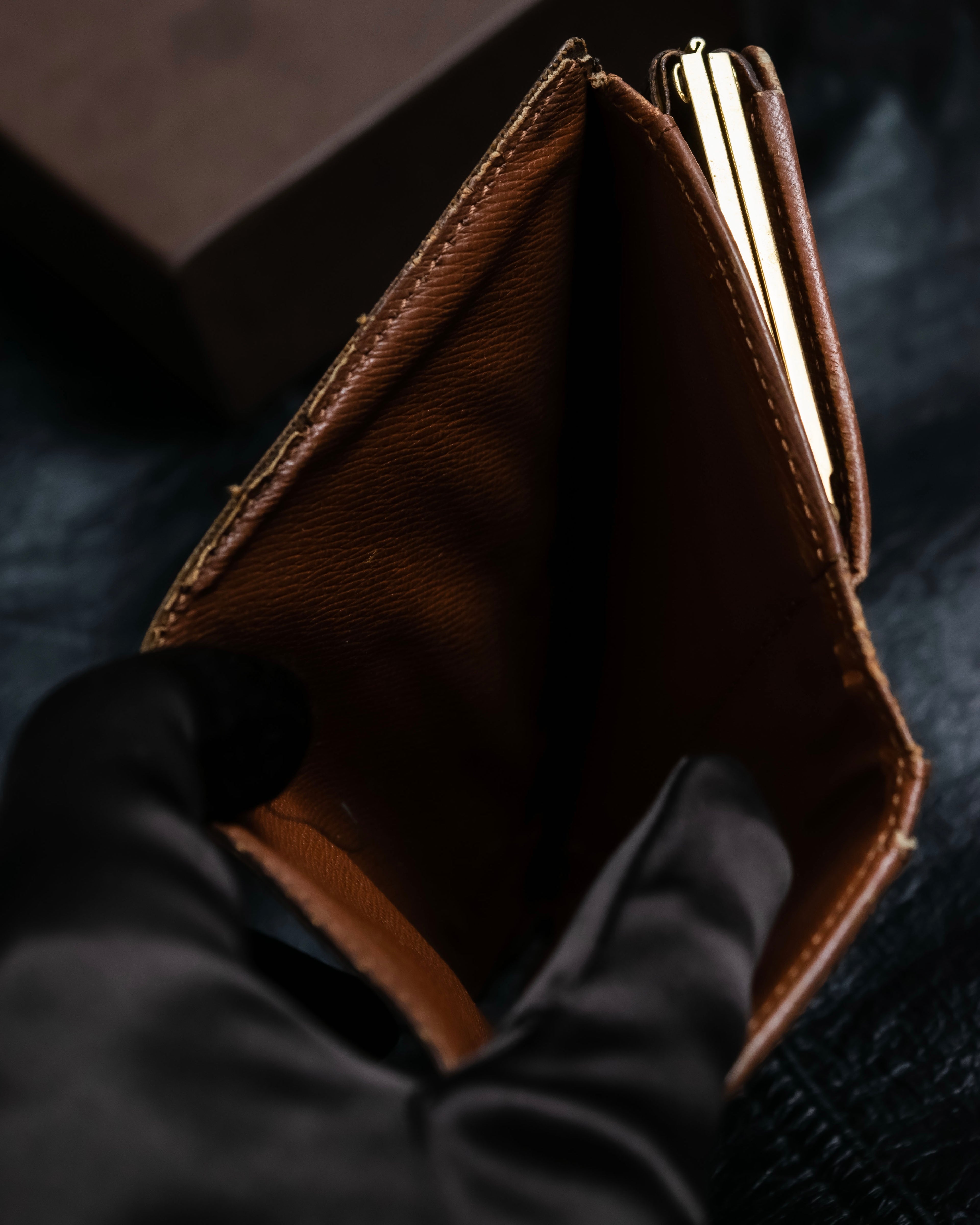 “Louis Vuitton” gold attachment designed monogram wallet