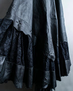 Cowhide flared lace skirt