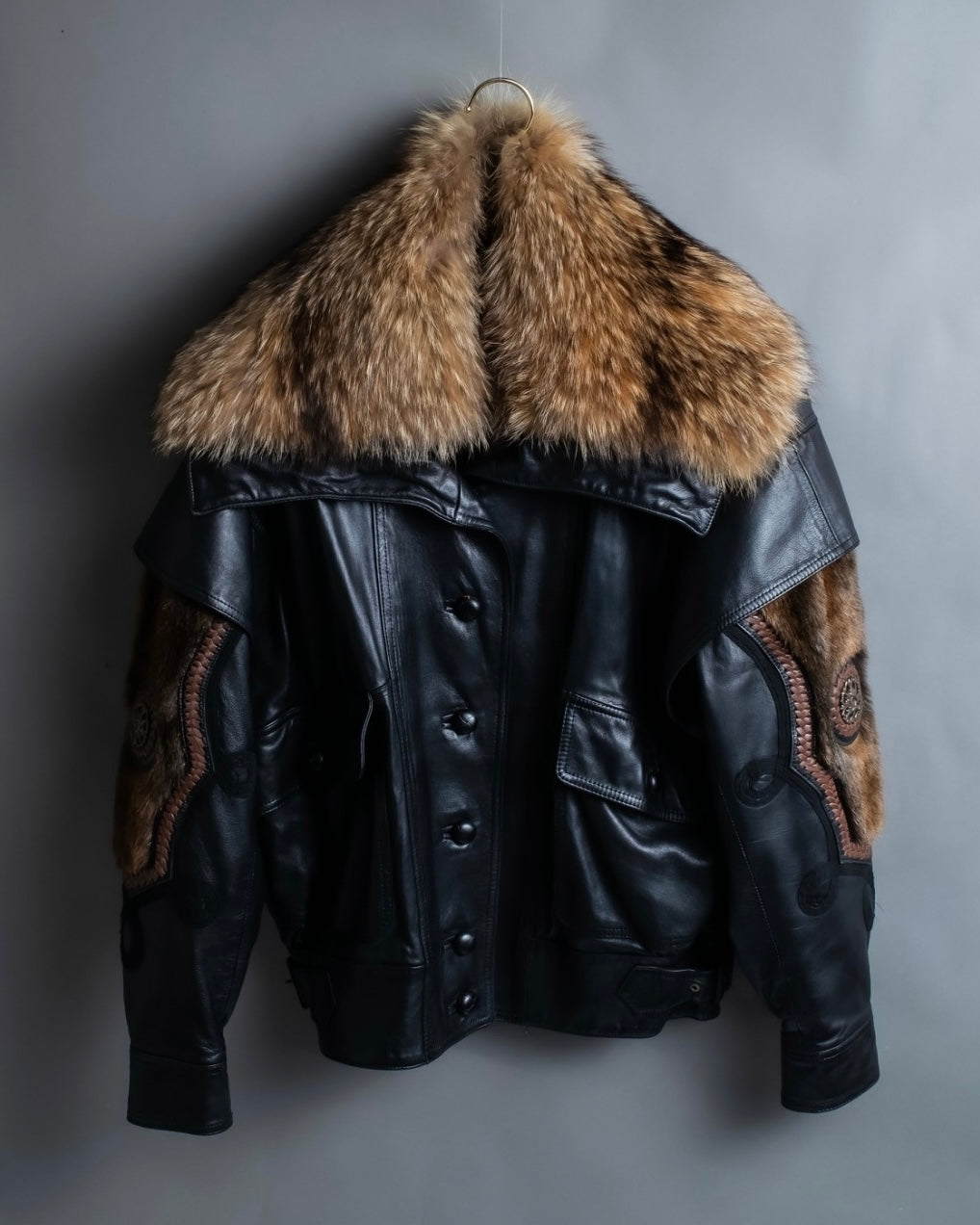 Vintage racoonfur leather blouson