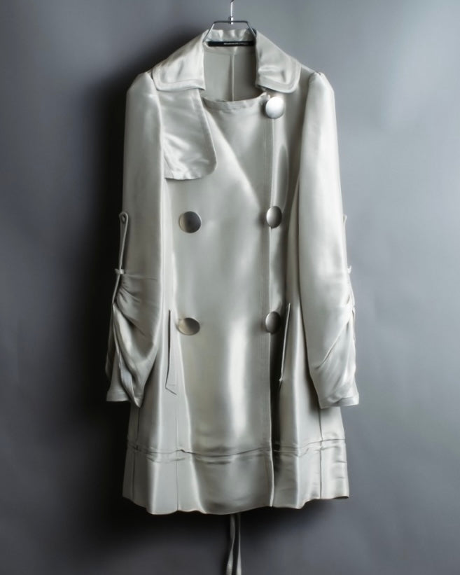 "Maurizio Pecoraro" gather sleeves glossy silver spring coat