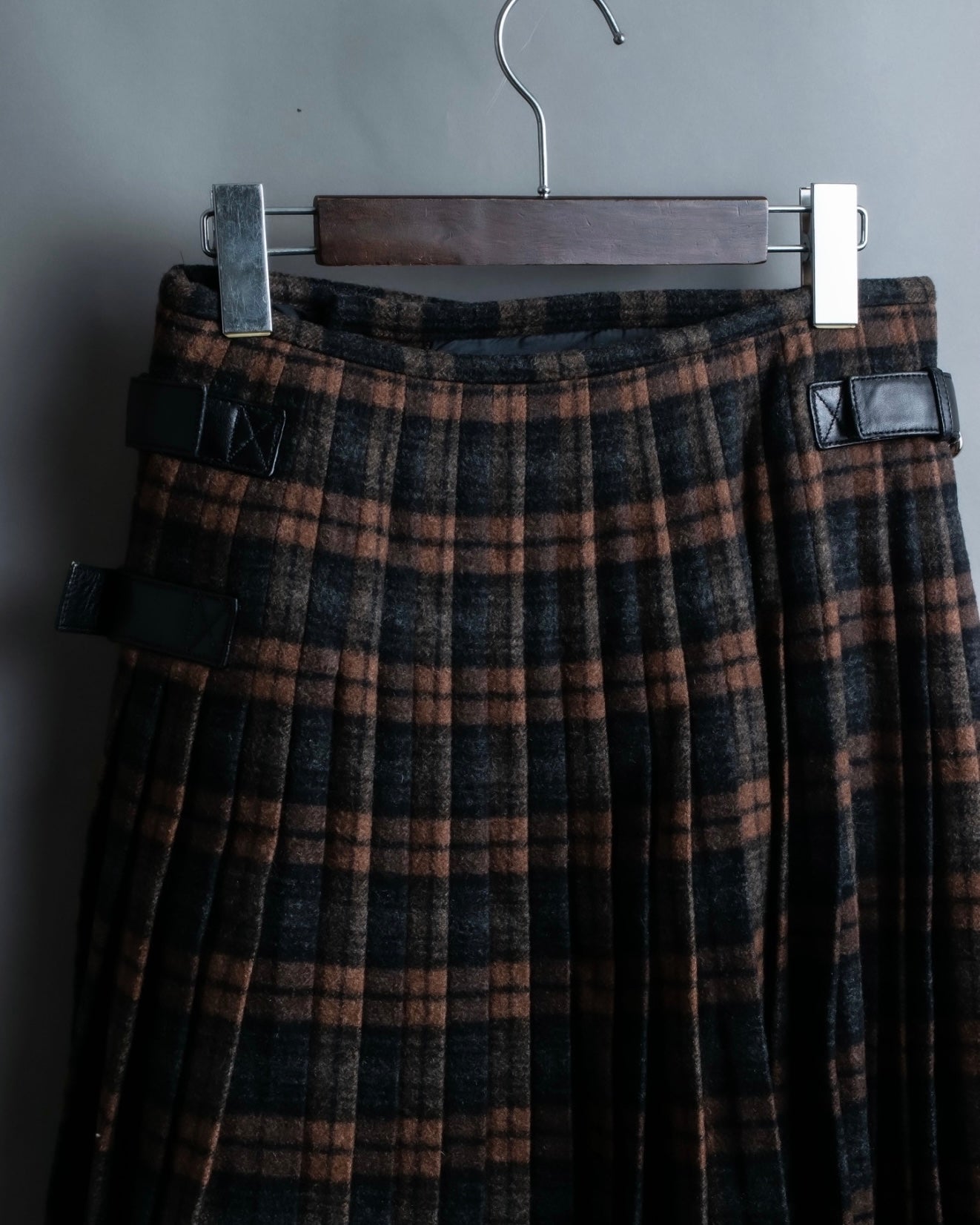 "PRADA" wool check unisex wrap skirt