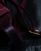 "CELINE" Purple red gradient suede shoulder bag