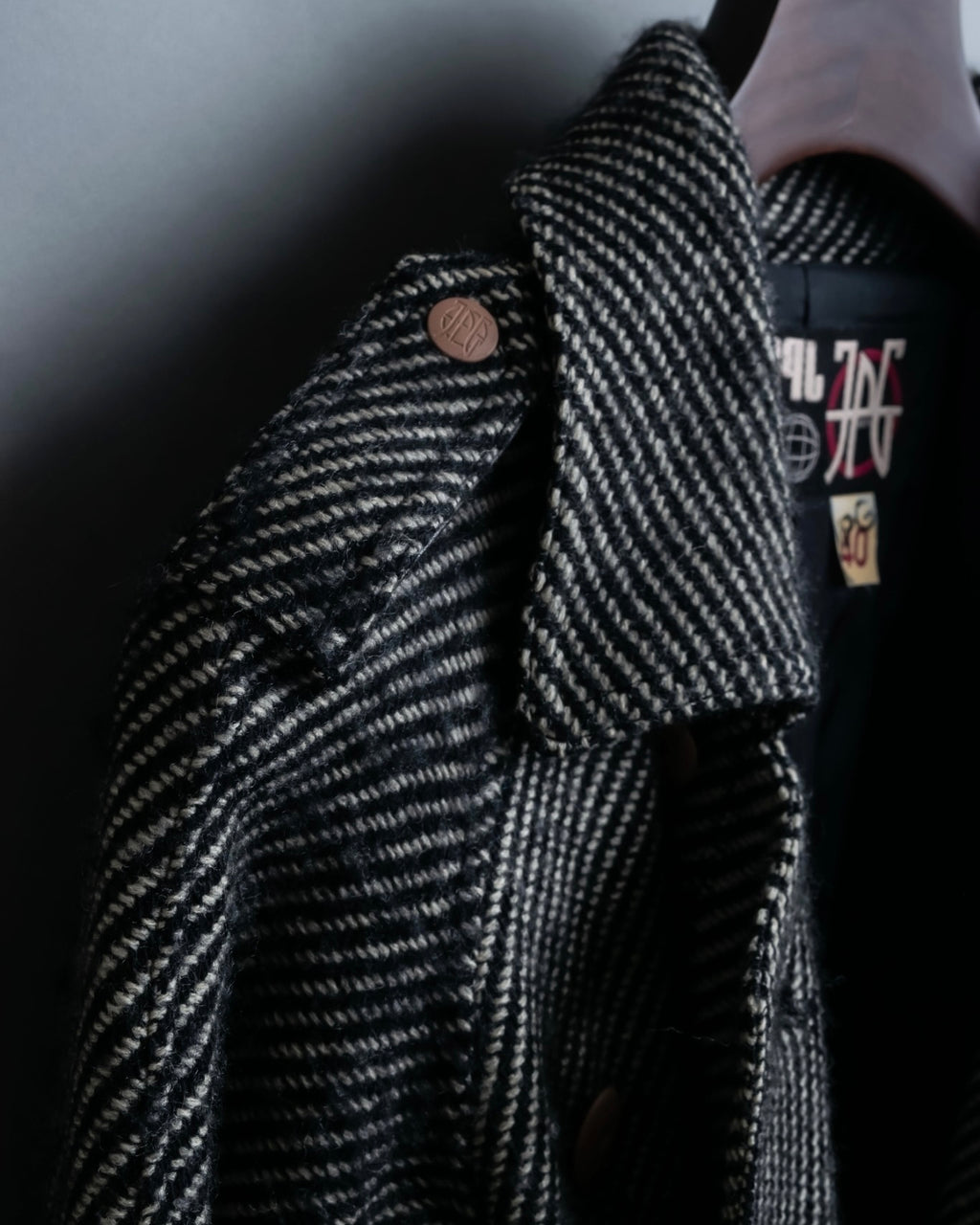 "Jean-Paul GAULTIER" bias striped wool napoleon coat