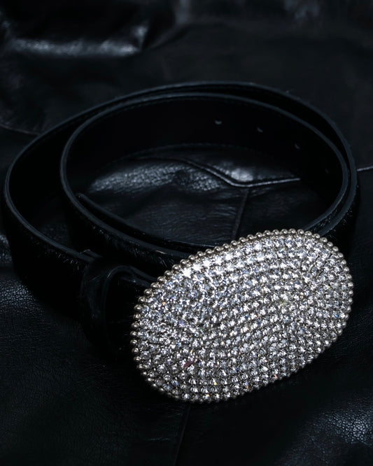 Diamond motif Haraco leather belt