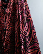 Wave Pattern Velor Stand Collar Shirt Jacket