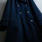 Vintage super long dark blue trench coat