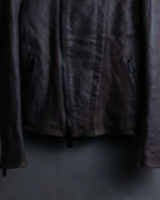 "EMPORIO ARMANI" grained lamb leather double zip jacket
