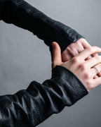 “Rick Owens” lamb leather classic biker jacket with high funnel