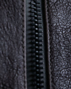 "EMPORIO ARMANI" grained lamb leather double zip jacket