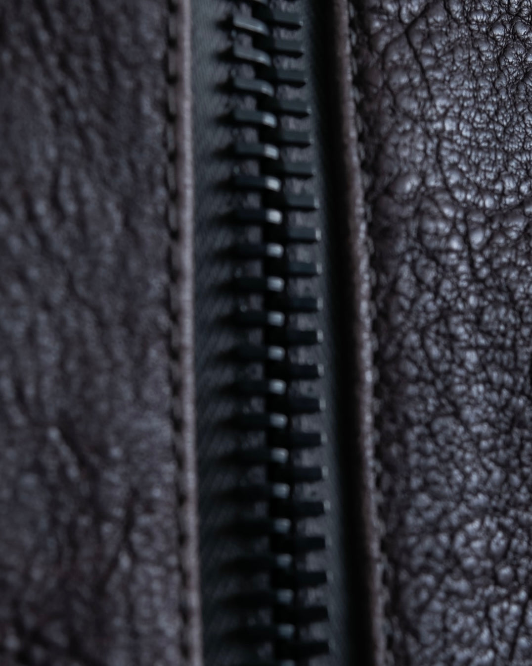 "EMPORIO ARMANI" grained lamb leather double zip jacket