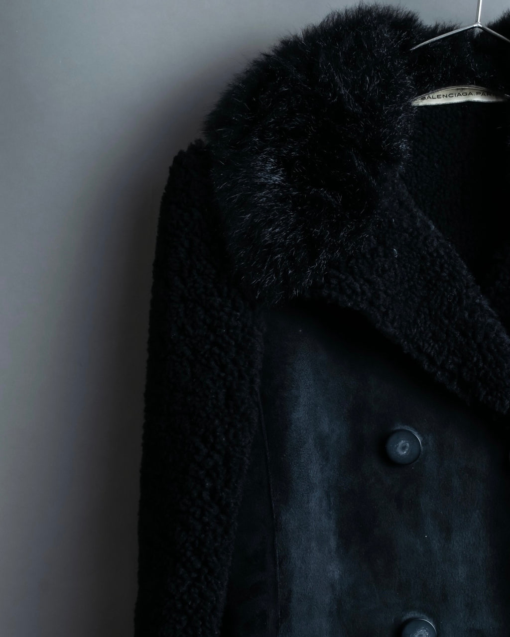 "BALENCIAGA" Opossum Fur Boa Leather Special Coat