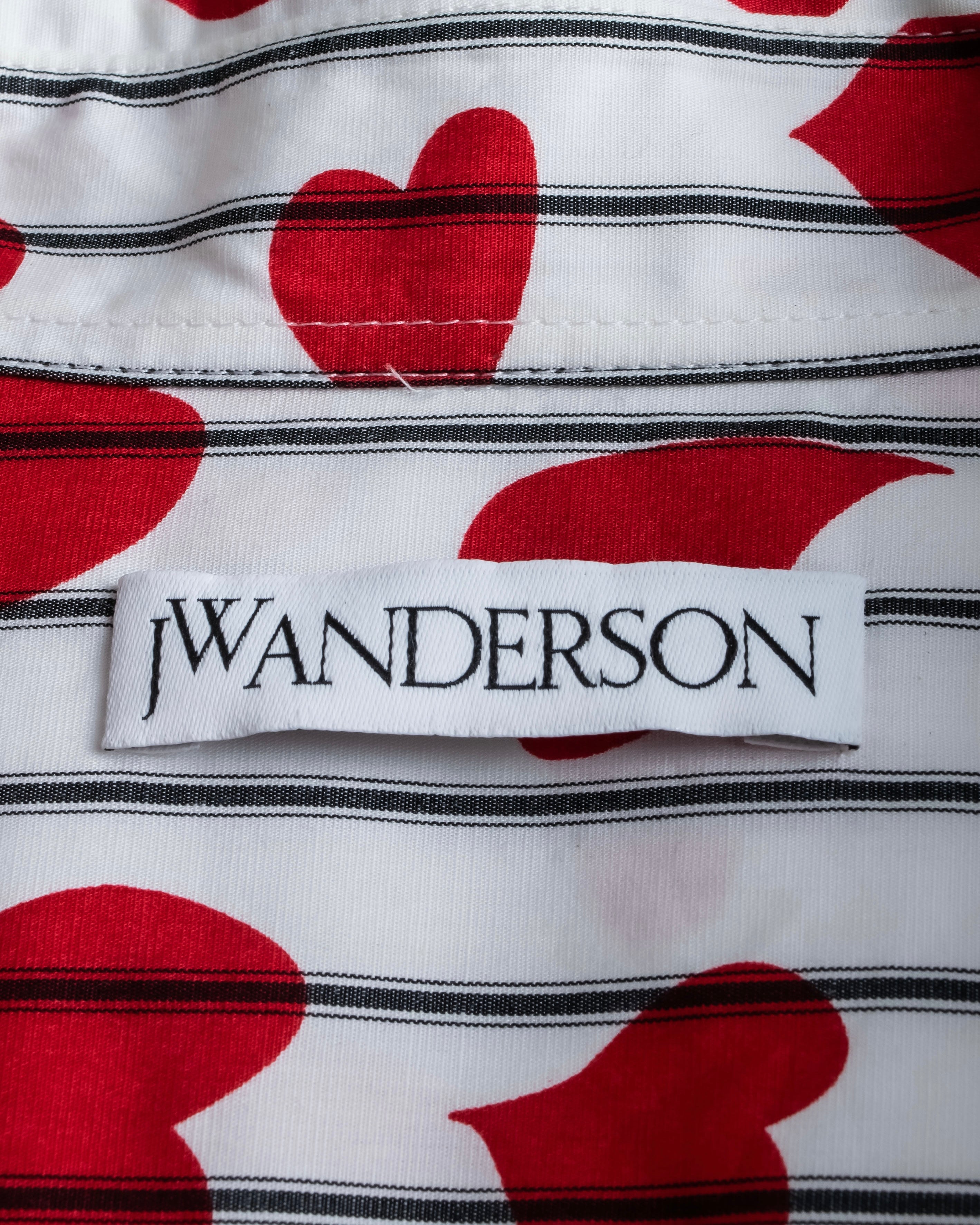 “JW Anderson” heart pattern designed striped shirt