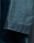 "COACH" light blue faded leather coat