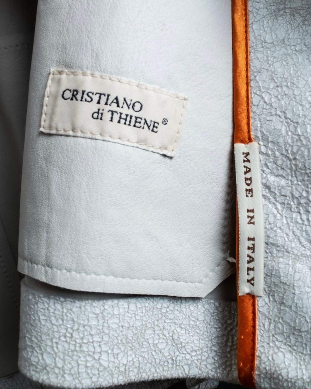 "CRISTIANO di THIENE"Crack design white leather jacket