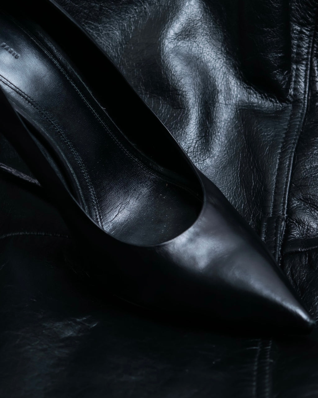 "CELINE" clear heel leather shoes