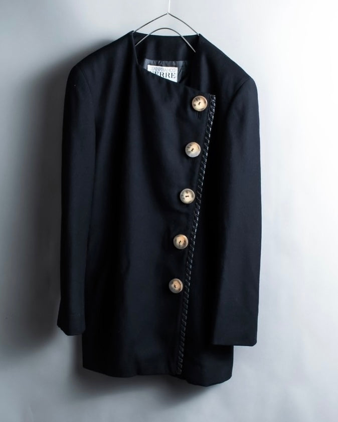 "GIANFRANCO FERRE" Virgin wool leather piping jacket