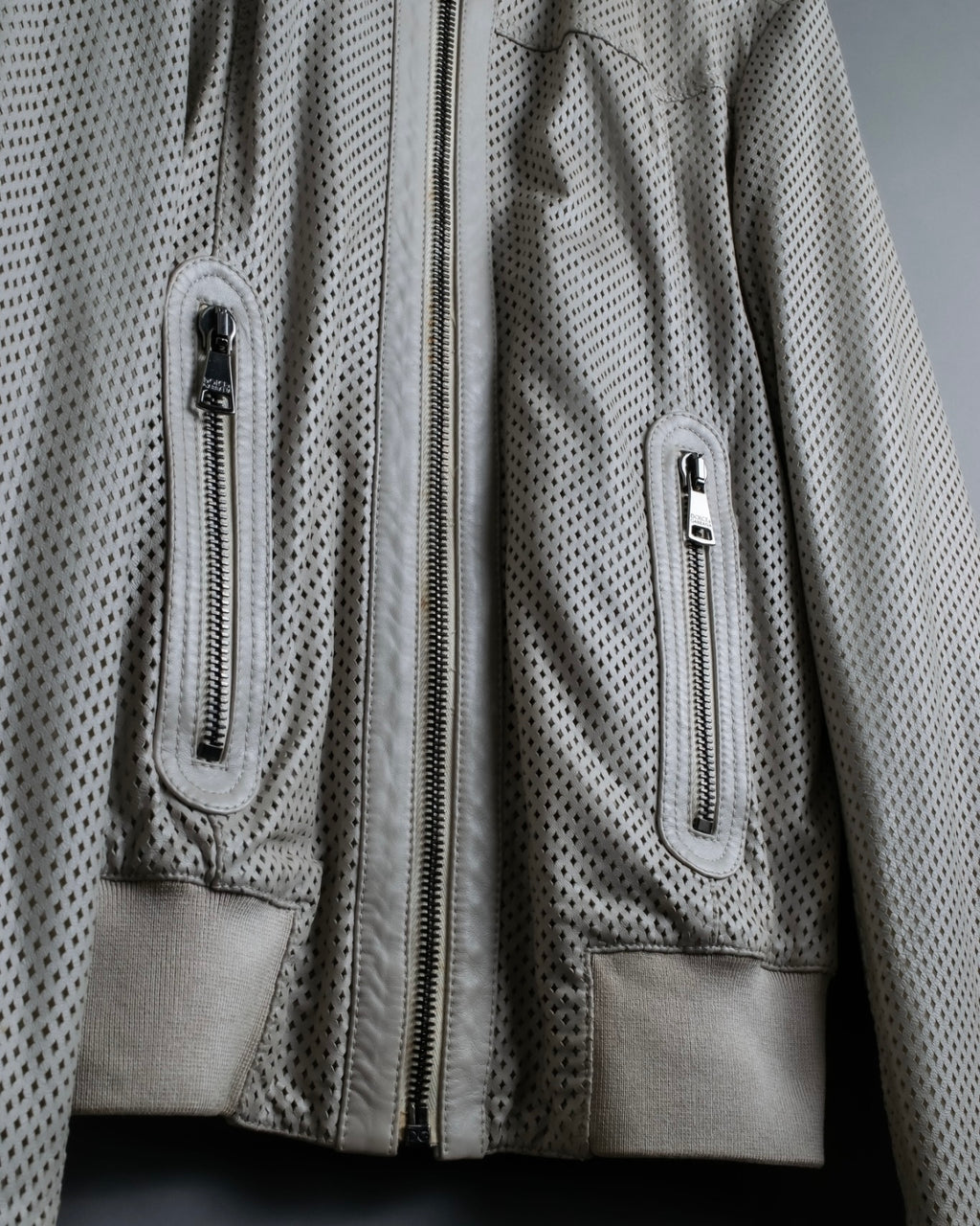 "Dolce & Gabbana" Leather mesh off-white blouson