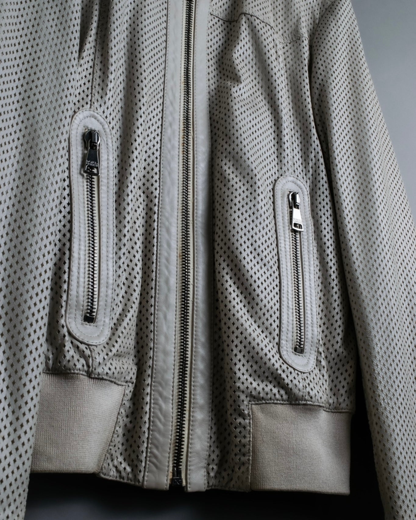 "Dolce & Gabbana" Leather mesh off-white blouson