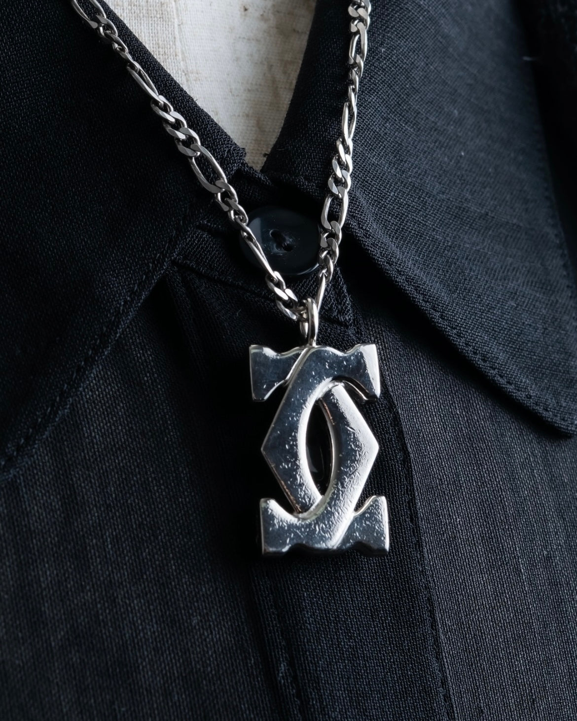 "Cartier" 925 silver logo motif necklace