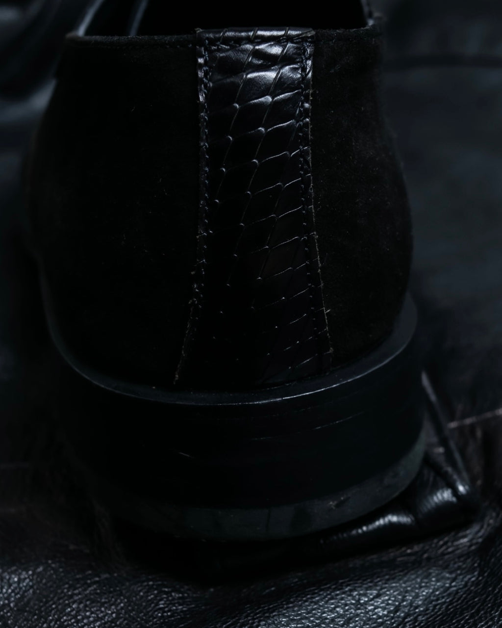 Python leather combination loafers