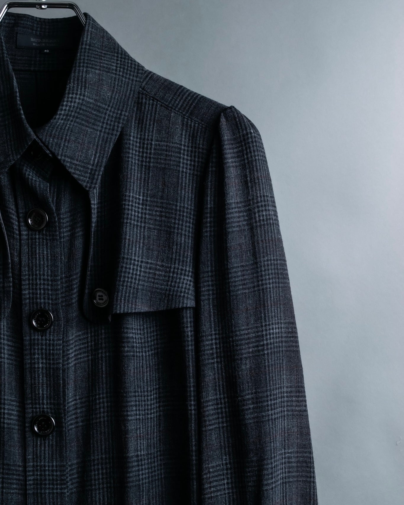 “Burberry Black Label” Trench coat designed long check shirts