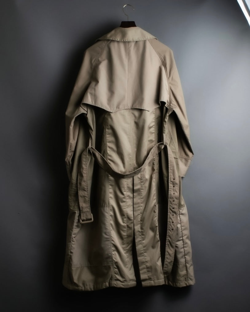 "SEEALL" patchwork designed maxi trench coat