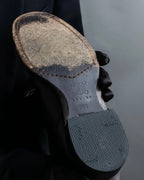 “CELINE” round toe dark brown leather long boots