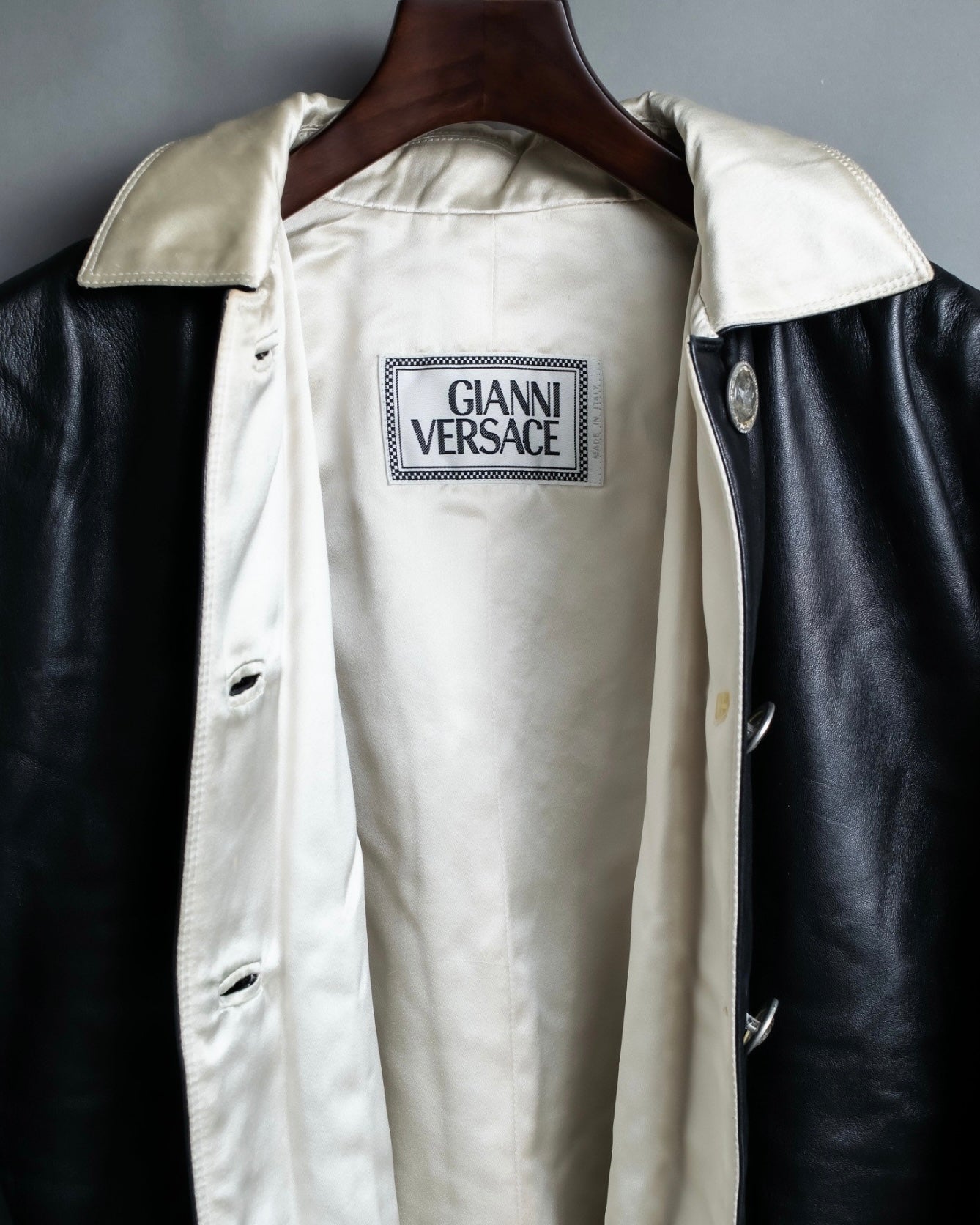 Versace Thick Silhouette Luxury Leather Coat