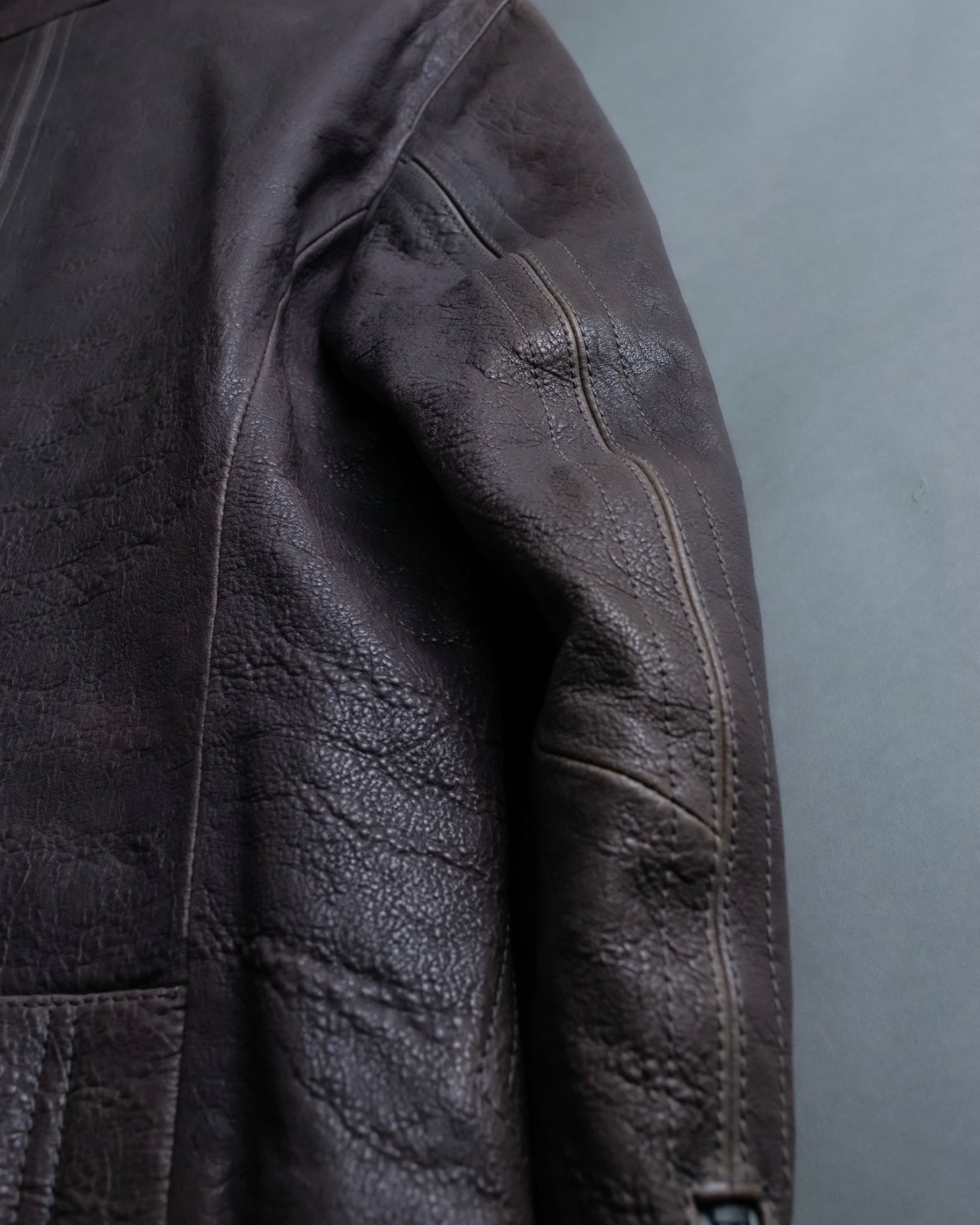 "EMPORIO ARMANI" grained lamb leather double zip jacket