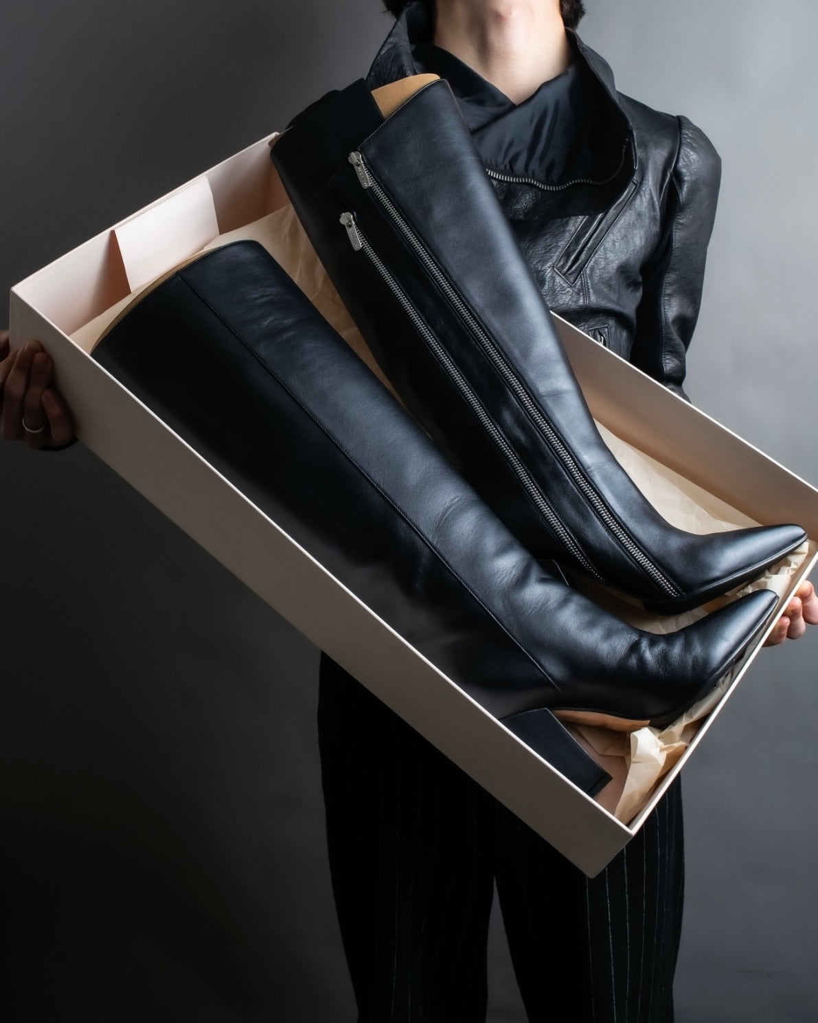 "Sergio Rossi" Double line zip long leather boots