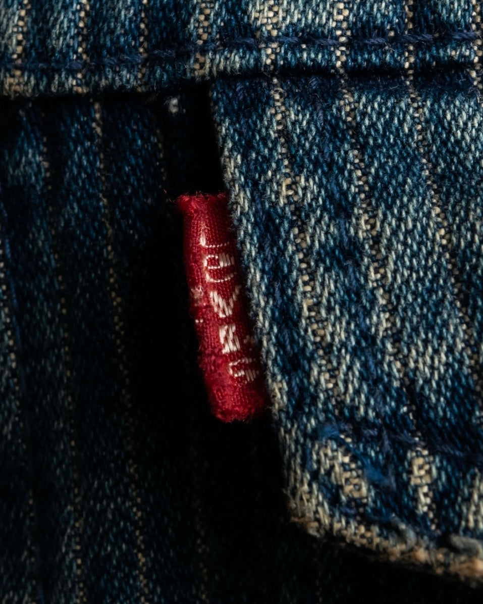 "Levi's Redloop" Aging process pencil stripe denim jacket