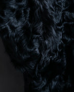 Lamb fur magnetic button hood coat